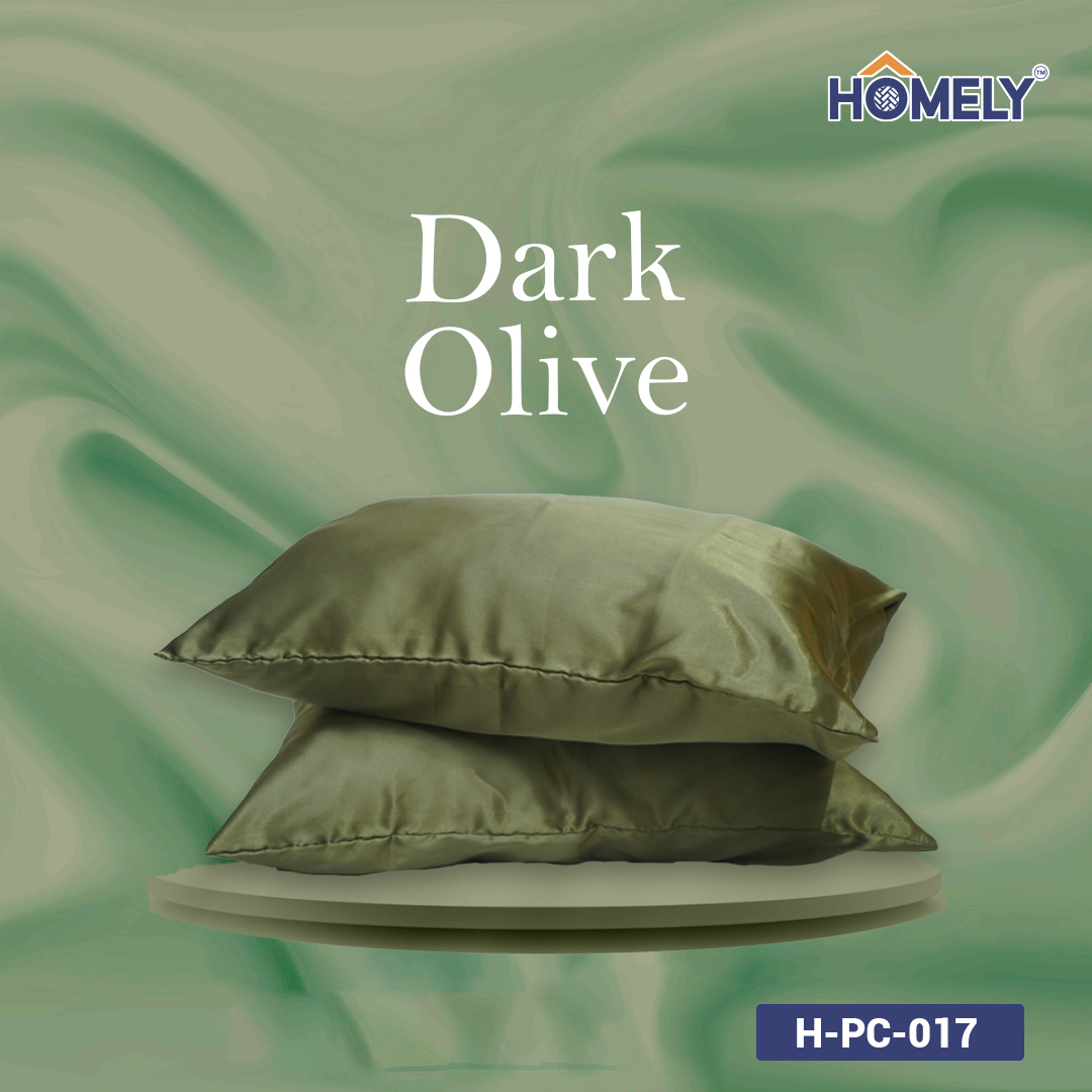 DARK OLIVE SATIN PILLOW CASE- H-PC-017
